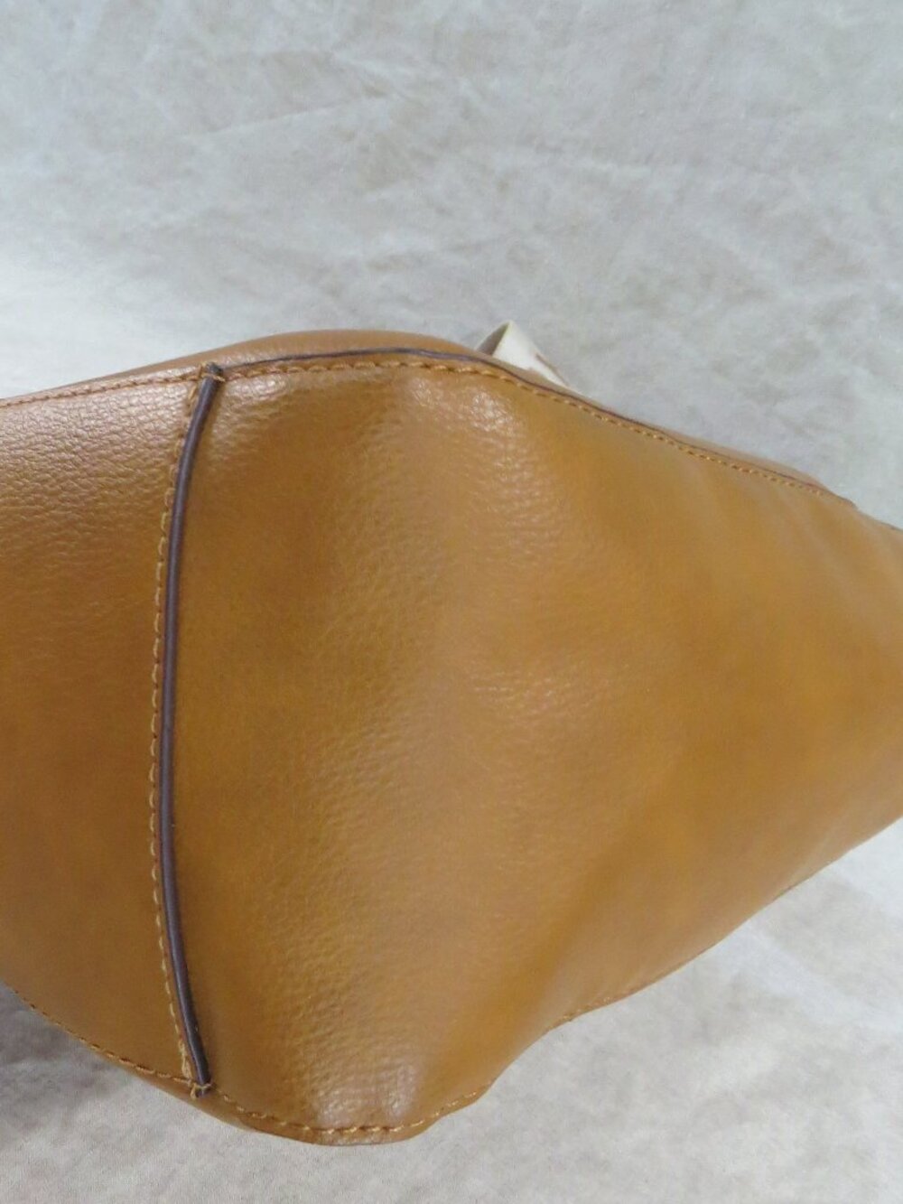 Lucky Brand Large Tan Faux Leather Tote Shoulder Crossbody Bag - Picture 8 of 16